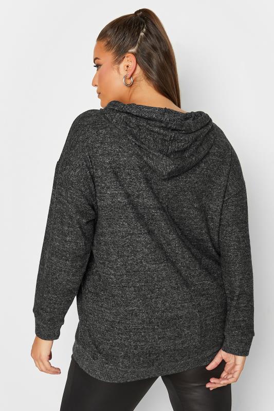 Plus Size Womens Curve Charcoal Grey & Black Sequin Star Hoodie | Yours Clothing 4
