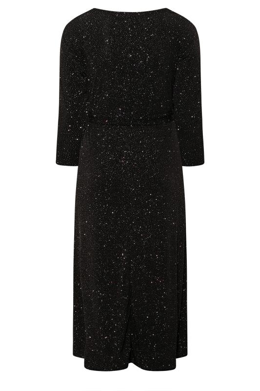 YOURS LONDON Plus Size Black & Pink Glitter Party Maxi Dress | Yours Clothing 7
