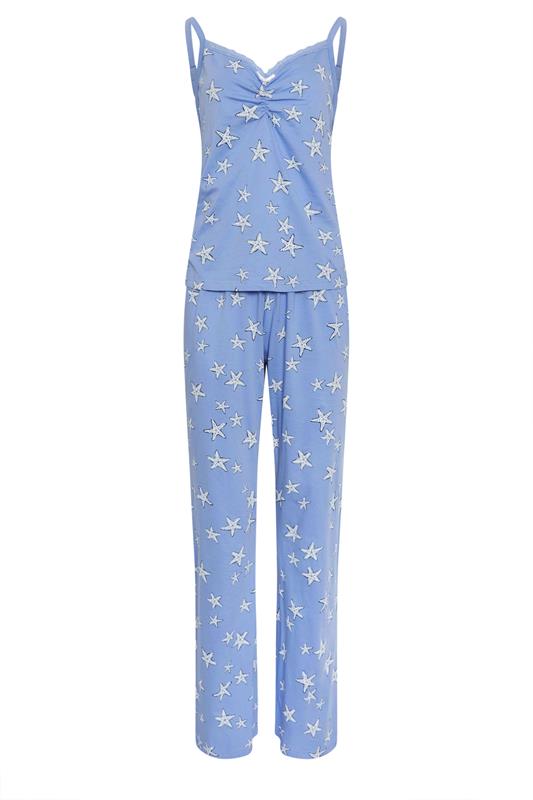 LTS Tall Women's Blue Starfish Print Cotton Wide Leg Pyjama Set | Long Tall Sally 5