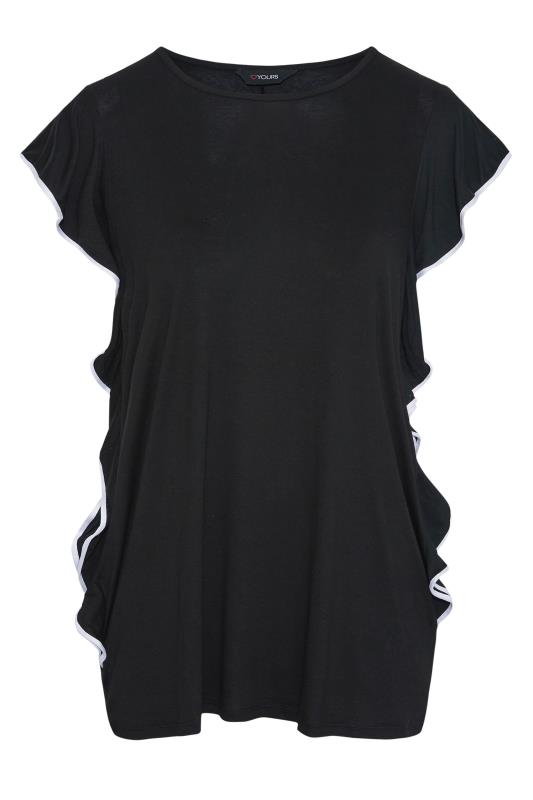 Plus Size Black & White Frill Top | Yours Clothing  6