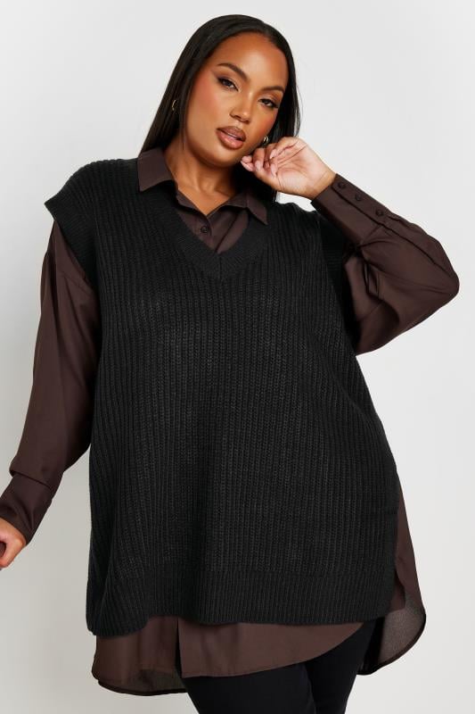 Plus Size  YOURS Curve Black Knitted Vest