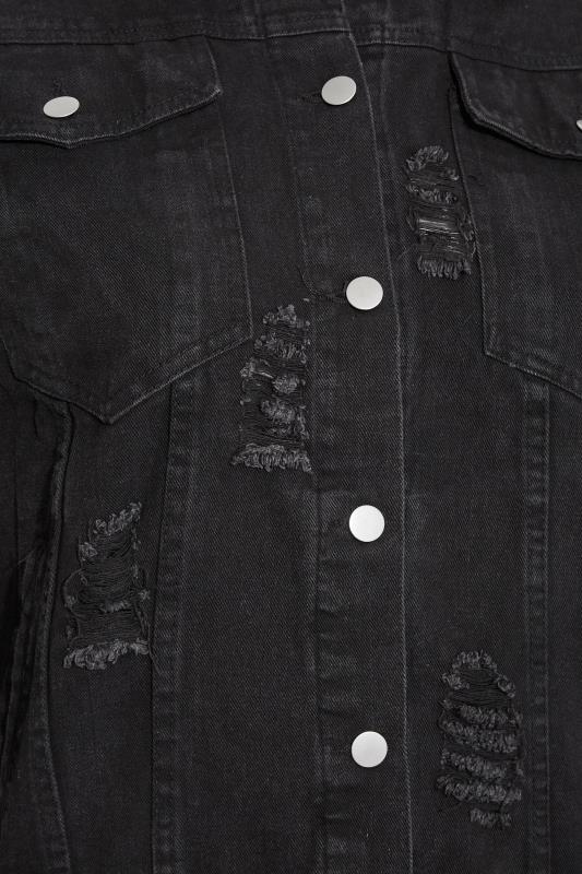 Plus Size Black Washed Distressed Denim Jacket | Yours Clothing 5