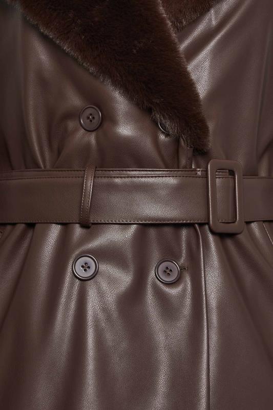 YOURS Plus Size Brown Faux Fur Trim Trench Coat | Yours Clothing 5
