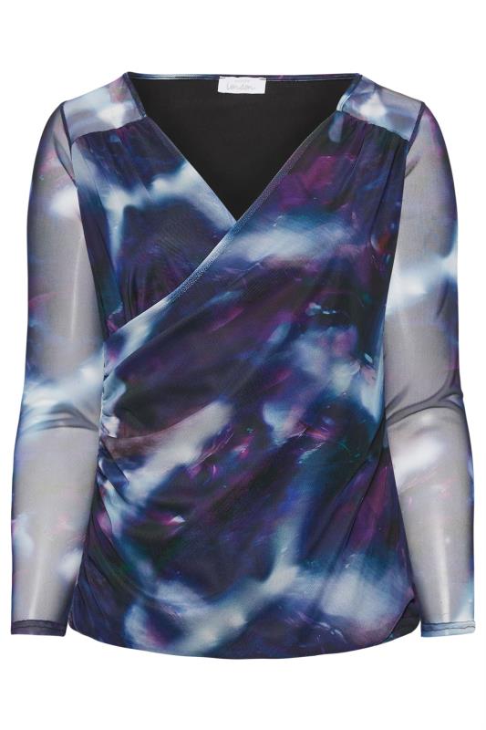 Plus Size  YOURS LONDON Curve Purple Mesh Abstract Print Top