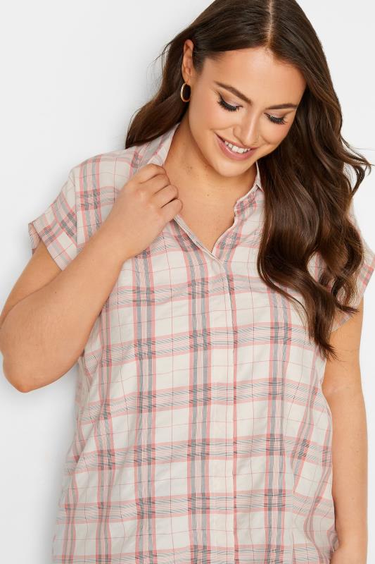 YOURS Plus Size Pink Check Print Collared Shirt  | Yours Clothing 4