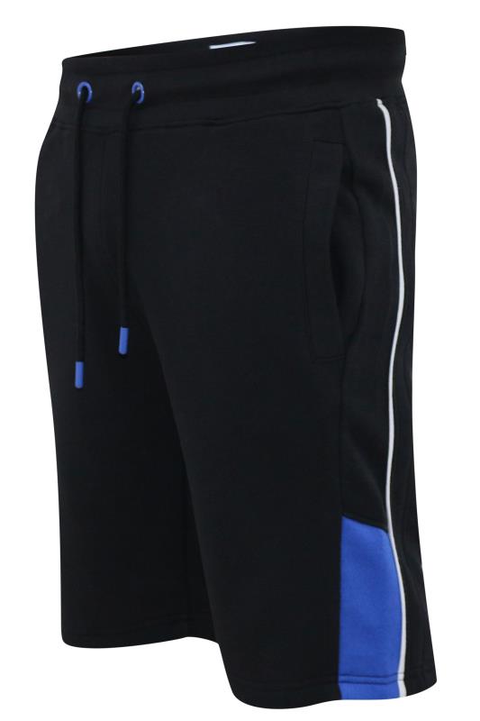 D555 Big & Tall Black Contrast Elasticated Waist Jogger Shorts 5