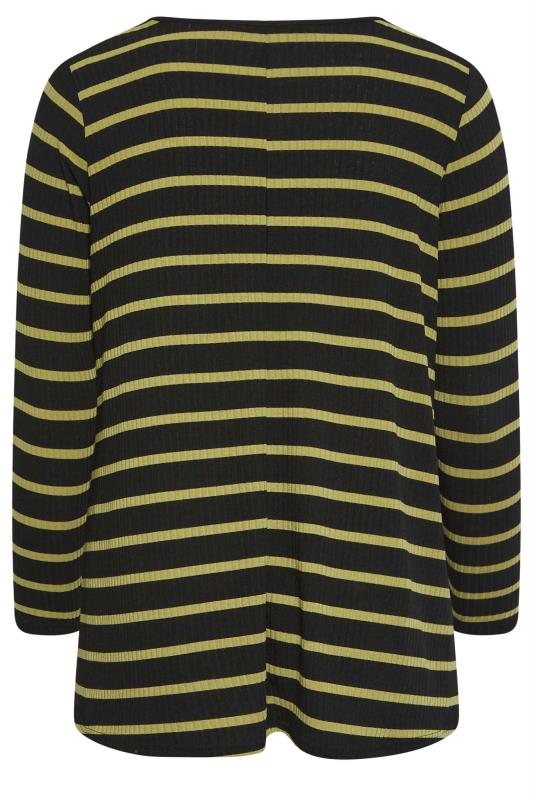 YOURS Plus Size Black & Green Striped Long Sleeve Swing Top  | Yours Clothing 7