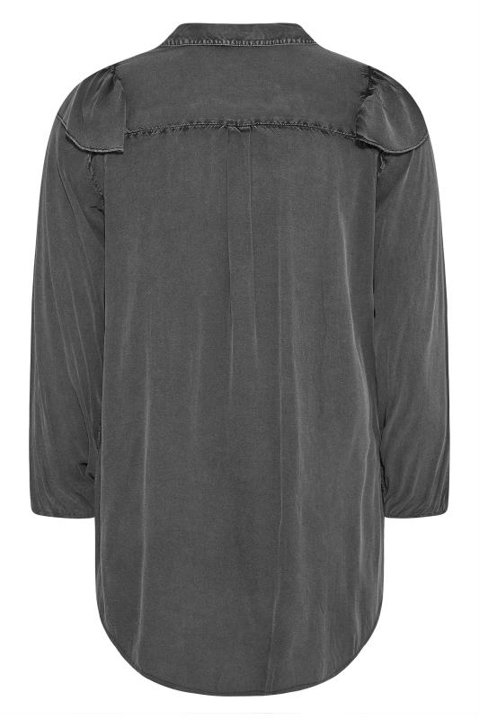 LIMITED COLLECTION Charcoal Grey Frill Chambray Shirt_BK.jpg