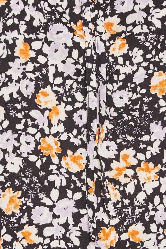 YOURS Plus Size Black & Orange Floral Print Tie Front Top | Yours Clothing 5