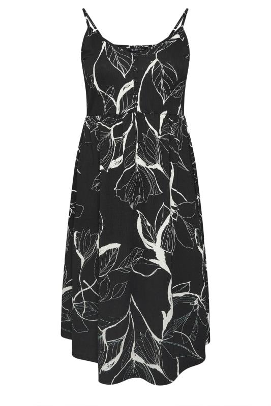 YOURS Plus Size Black Strappy Floral Print Sundress | Yours Clothing  1