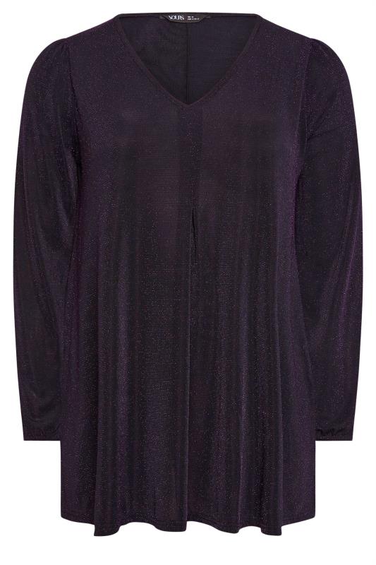 YOURS Curve Purple Balloon Sleeve Top | Yours Clothing  5
