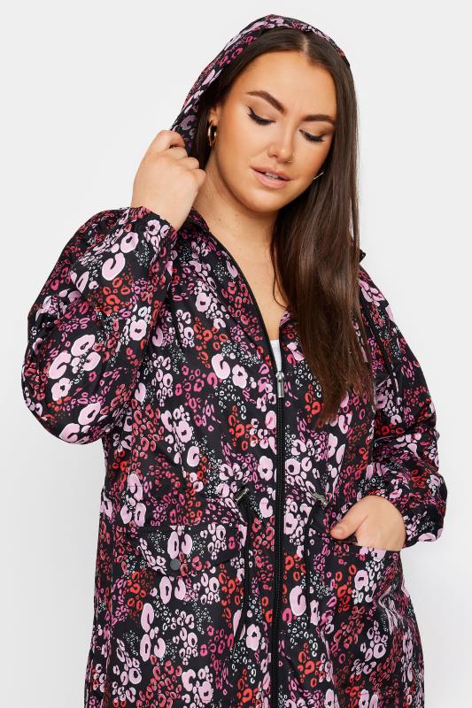 YOURS Plus Size Pink Leopard Print Ligtweight Parka Jacket | Yous Clothing 4