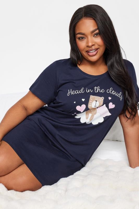 YOURS Curve Navy Blue 'Head In The Clouds' Nightdress 4