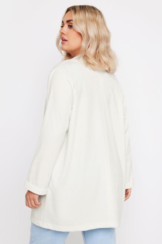 YOURS Plus Size White Textured Blazer | Yours Clothing  3