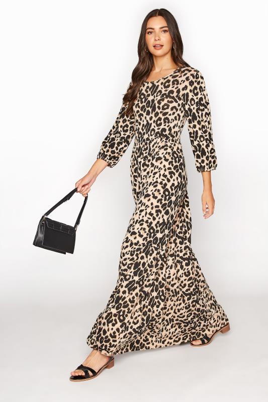 LTS Natural Leopard Print Smock Midaxi Dress 2