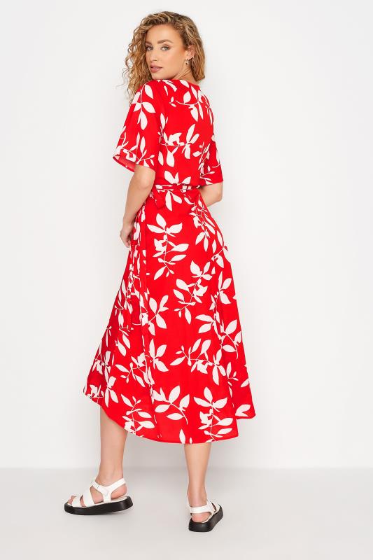 LTS Tall Red Floral Print Wrap Dress 3