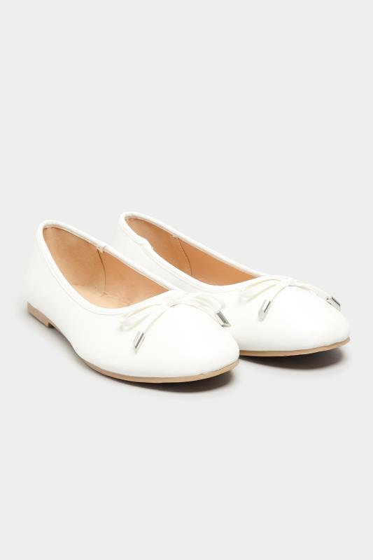  dla puszystych White Ballerina Pumps In Extra Wide EEE Fit