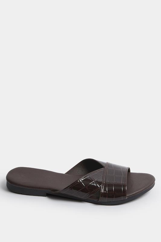 Chocolate Brown Faux Leather Mule Sandals | Yours Clothing 2