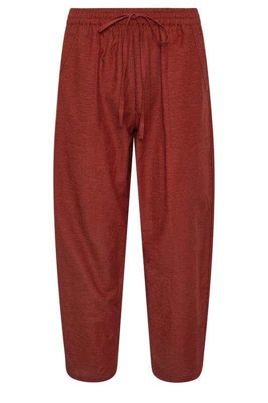 PixieGirl Petite Women's Brick Red Linen Barrel Trousers | PixieGirl 5