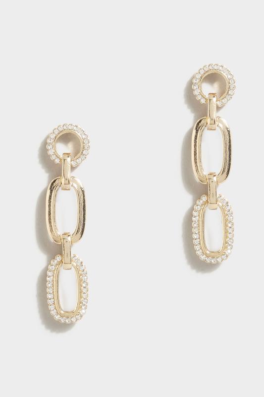 Gold Diamante Triple Drop Earrings 1