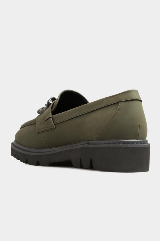 LIMITED COLLECTION Plus Size Khaki Green Chunky Chain Loafers In Extra Wide EEE Fit | Yours Clothing 4