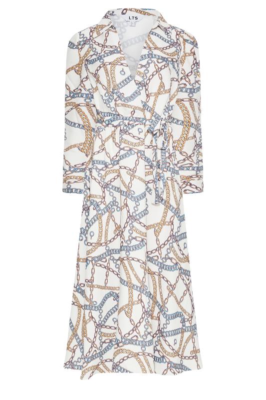 LTS Tall Women's White Chain Print Wrap Midaxi Dress | Long Tall Sally 6