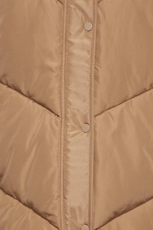YOURS Curve Brown Quilted Longline Hooded Gilet | Yours Clothing 7
