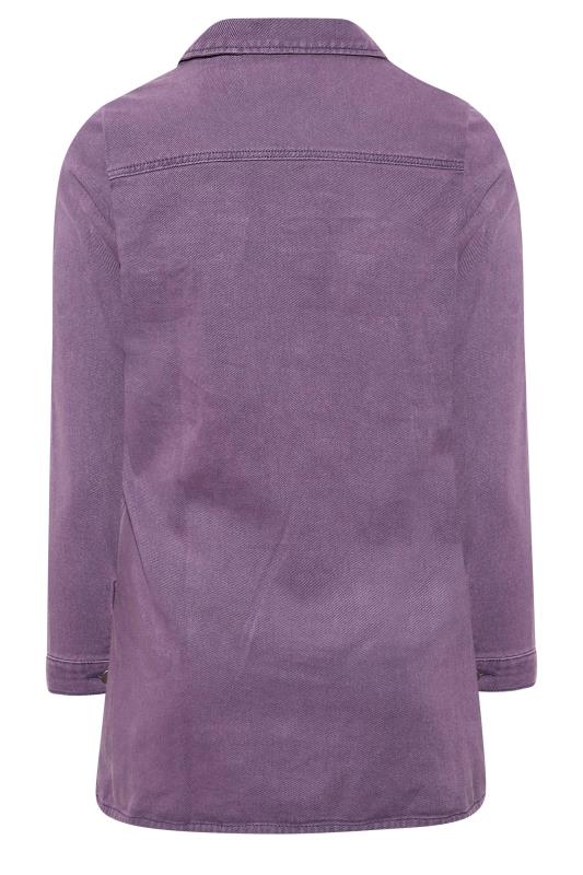 LIMITED COLLECTION Plus Size Purple Longline Denim Jacket | Yours Clothing 8