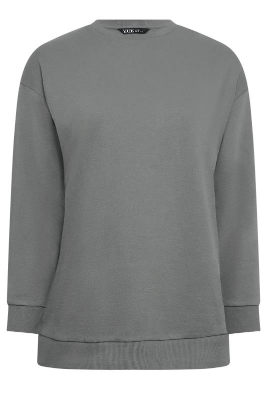 YOURS Plus Size Grey Crew Neck Sweatshirt | Yours Clothing 5