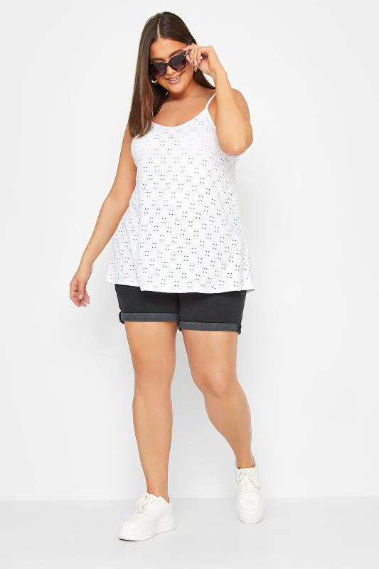 LIMITED COLLECTION Plus Size White Broderie Anglaise Cami Vest Top | Yours Clothing 4