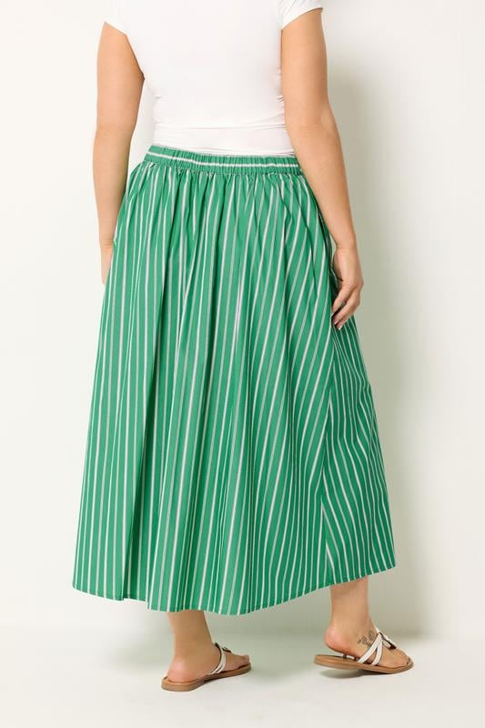 YOURS Plus Size Green Stripe Midi Skirt | Yours Clothing 4