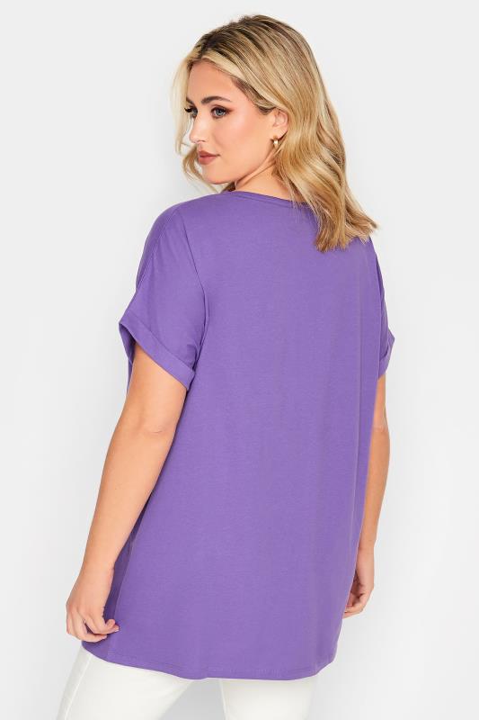 YOURS Plus Size Purple Cut Out T-Shirt | Yours Clothing 4