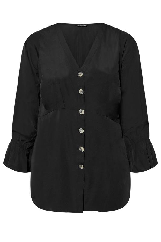 LIMITED COLLECTION Plus Size Black Long Sleeve Button Blouse | Yours Clothing 6