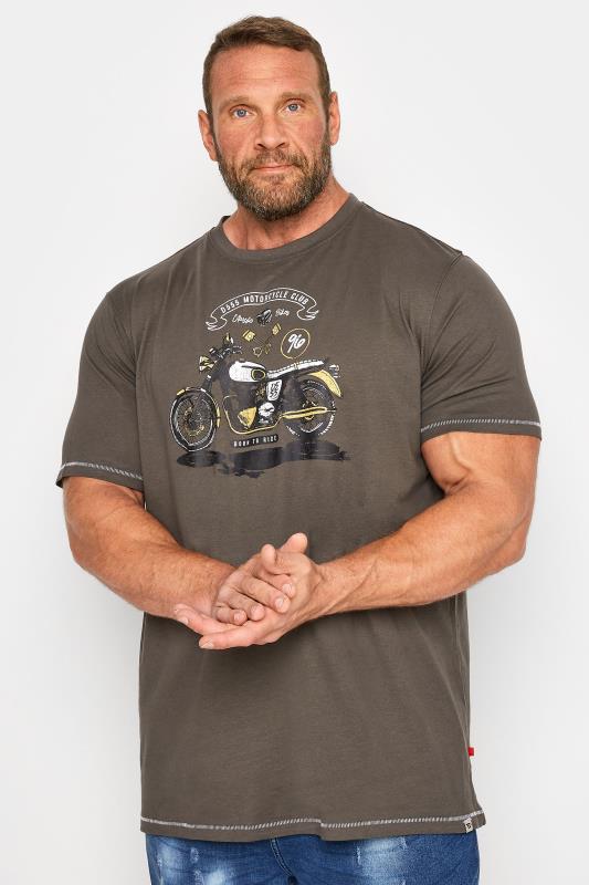 D555 Big & Tall Grey Motorcycle Club Printed T-Shirt | BadRhino 1