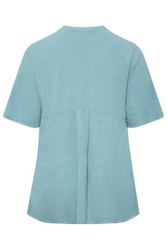 YOURS Curve Plus Size Blue Pleat Front Chambray Shirt | Yours Clothing  7