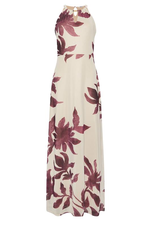 M&Co Natural Brown Floral Print Halter Neck Mesh Maxi Dress | M&Co 6