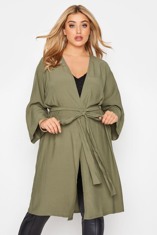 Plus Size  YOURS LONDON Khaki Green Kimono