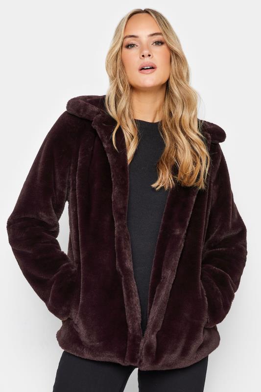Tall  LTS Tall Dark Purple Faux Fur Coat