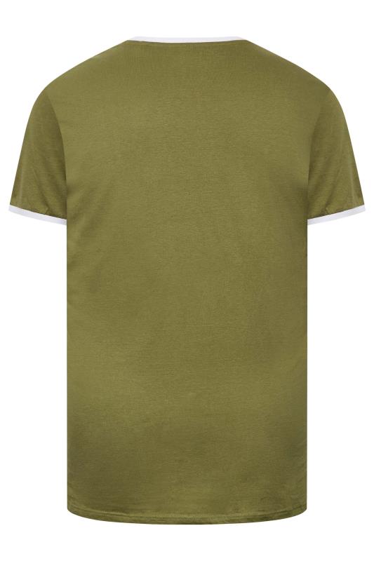 BadRhino Big & Tall Khaki Green Colour Block T-Shirt 4