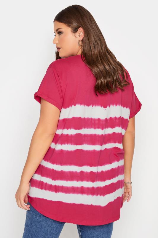 YOURS FOR GOOD Plus Size Pink Tie Dye T-Shirt | Yours Clothing 3