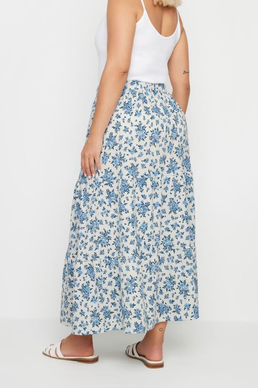 YOURS Plus Size White Vintage Floral Textured Maxi Skirt | Yours Clothing 3