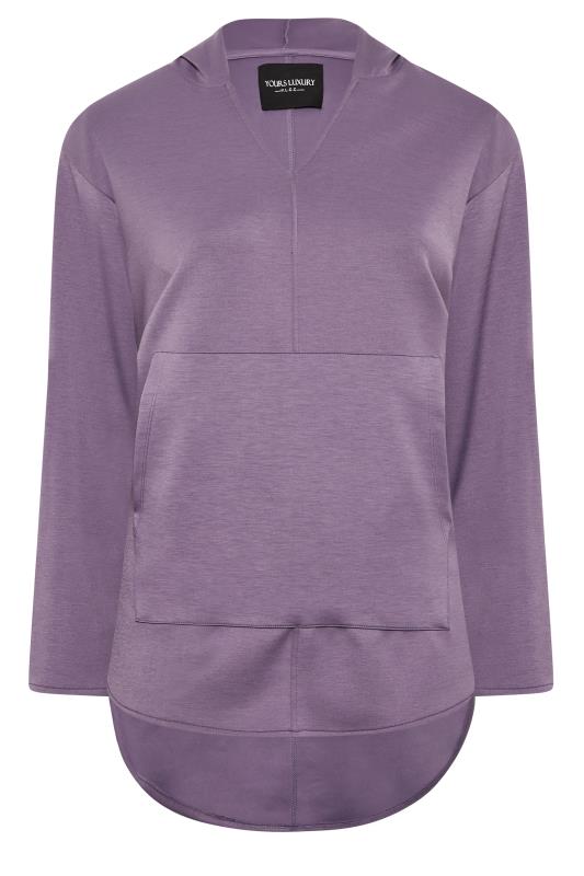 Curve Plus Size Purple V-Neck Jersey Hoodie | Yours Clothing  7
