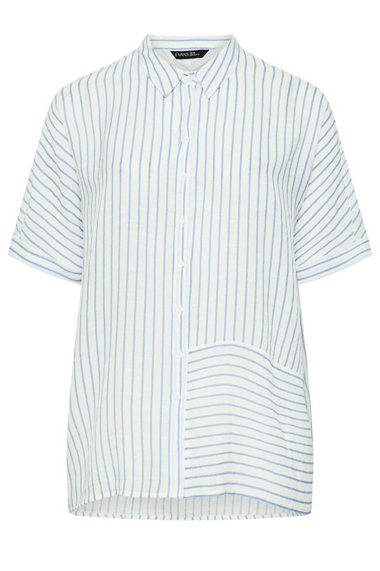 EVANS Curve Blue & White Stripe Shirt | Evans 6