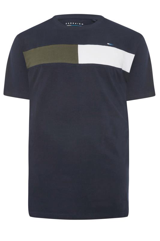 BadRhino Big & Tall Navy Blue Cut & Sew Chest Panel T-Shirt_F.jpg