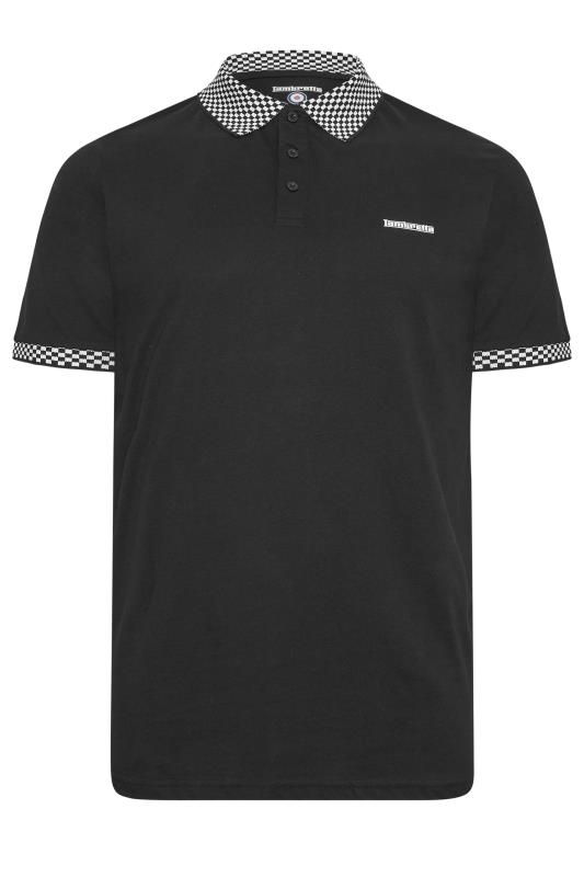 LAMBRETTA Big & Tall Black Check Collar Polo Shirt | BadRhino  3