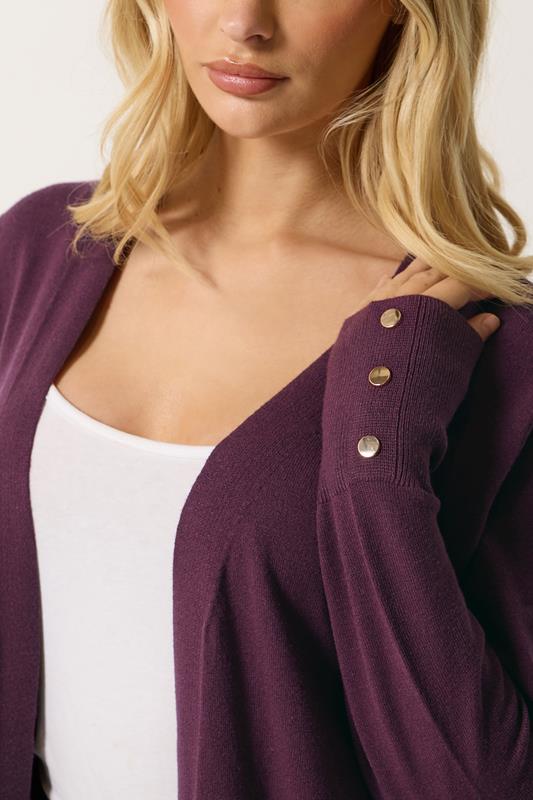 M&Co Berry Purple Button Detail Midi Cardigan | M&Co 4