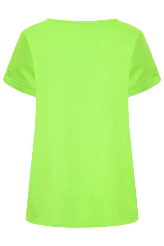 YOURS Plus Size Lime Green Cut Out T-Shirt | Yours Clothing 7