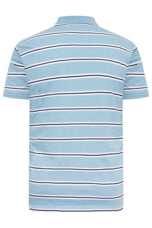BadRhino Big & Tall Light Blue Stripe Print Polo Shirt | BadRhino 5