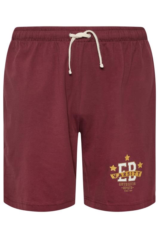 ED BAXTER Big & Tall Burgundy Red Varsity Logo Jogger Shorts | BadRhino 4