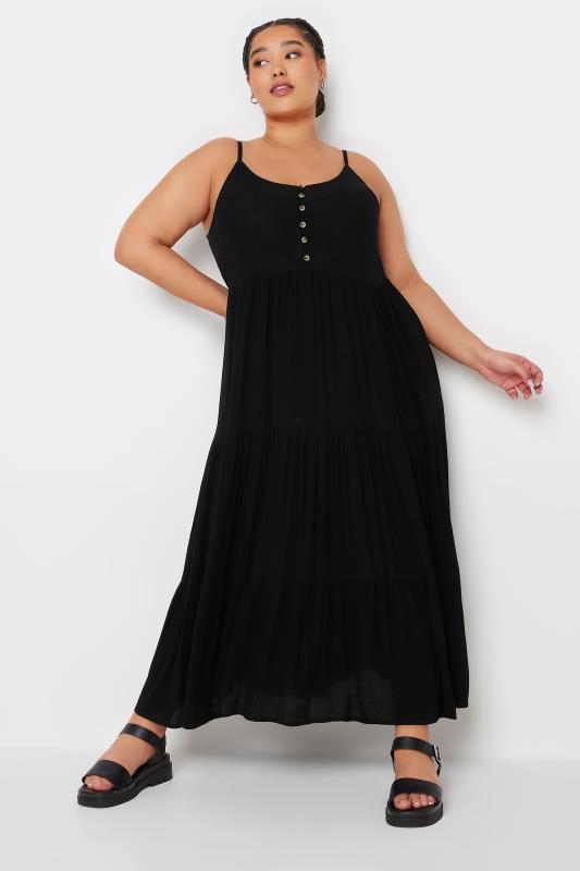 YOURS Plus Size Black Crinkle Maxi Dress | Yours Clothing 3